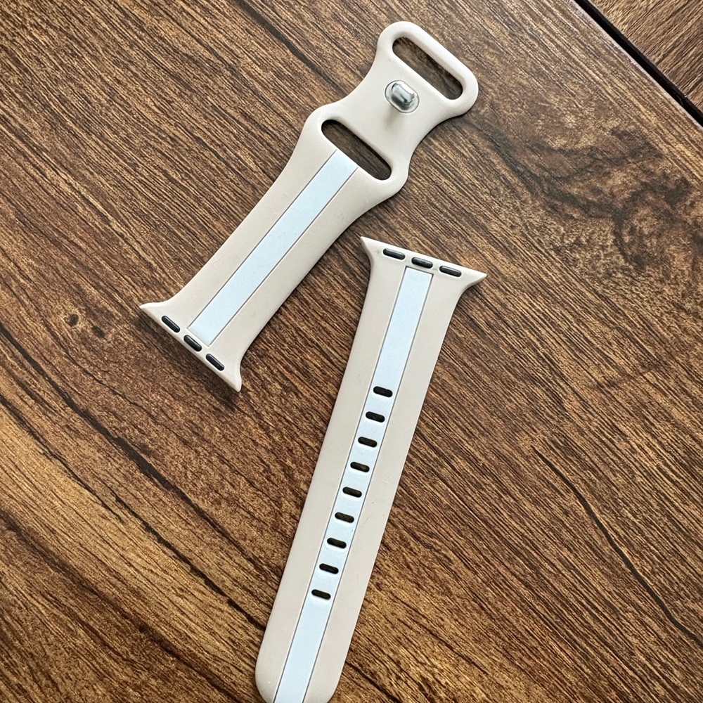 Beige and White Smartwatch Band